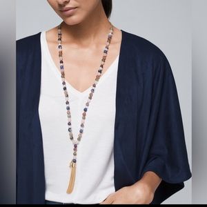 White House Black Market Semi Precious Recharge Lariat Tassel Necklace